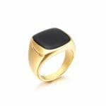 Men's Ring Black and Gold Stainless Steel with Black Onyx