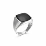 Men's Ring Black and Silver Stainless Steel with Black Onyx