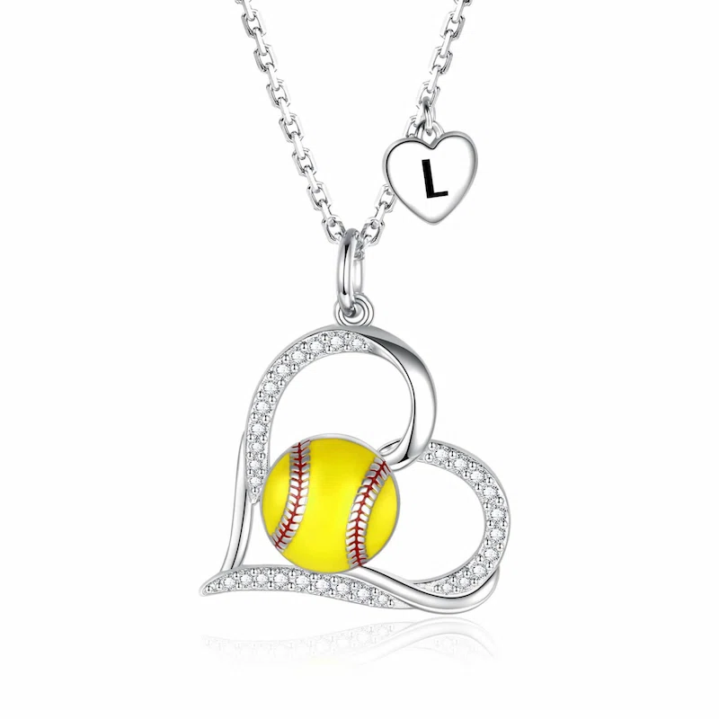 Softball Necklace Love Pendant