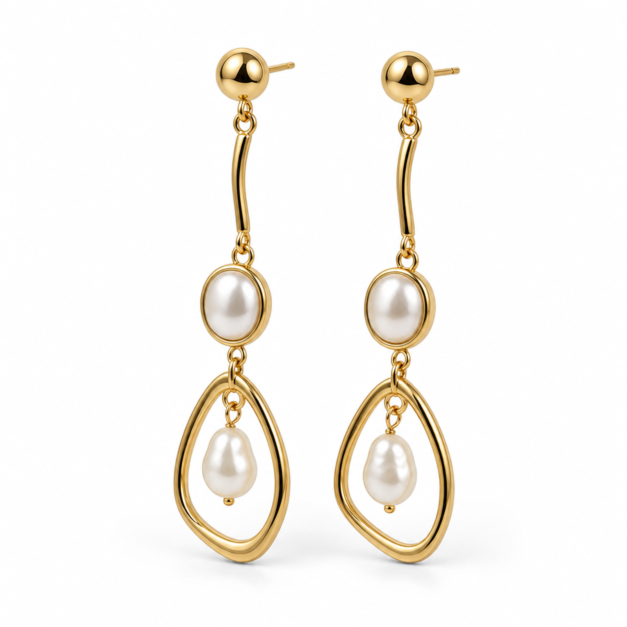Pearl statement earrings concept on a pure white background